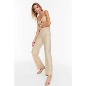 Trendyol Beige Straight Trousers.