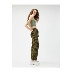 Koton Cargo Pants with Camouflage Pattern, Belt Detailed, Pocket.