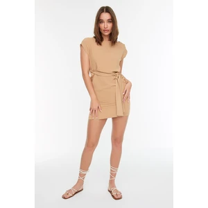 Trendyol Camel Belted Dress