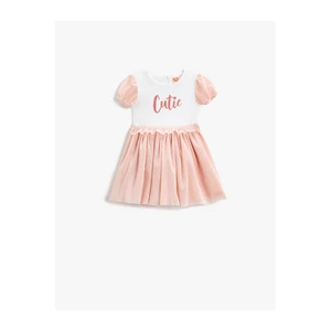 Koton Tulle Dress with Balloon Sleeves Printed