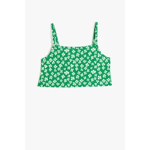 Koton Girls' Straps Floral Cotton Blend Crop Top 3skg30013ak