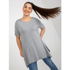 Grey monochrome blouse of larger size with short sleeves