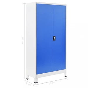 Kancelářská skříň šedá / modrá Dekorhome 90x40x180cm,Kancelářská skříň šedá / modrá Dekorhome 90x40x180cm