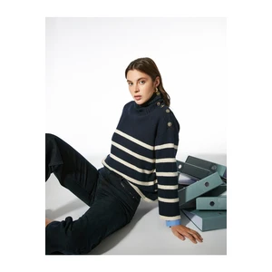 Koton Ayşegül Afacan X - Button Detailed Turtleneck Sweater