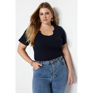 Trendyol Curve Plus Size Blouse - Dark blue - Fitted