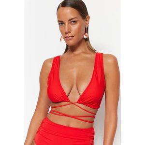 Trendyol Red Triangle Tie Bikini Top