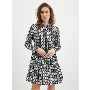 White and Black Women Patterned Shirt Dress ONLY Sandy - Women