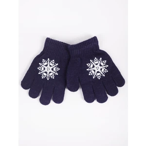 Yoclub Kids's Girls' Five-Finger Gloves RED-0012G-AA5A-007 Navy Blue