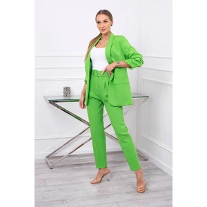 Elegant set of jacket and trousers light green color