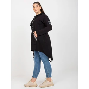 Black long sweatshirt with zipper closure of larger size