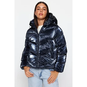 Trendyol Navy Blue oversized kapucňa lesklý vodoodpudivý nafukovací kabát