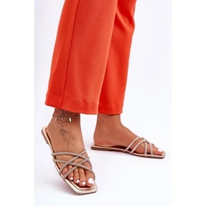 Women's Christian Sandals With Strings And Jechets Gold Leomi