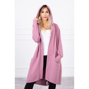 Cape with a hood oversize dark pink
