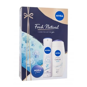 Nivea Fresh Natural dárková kazeta sprchový gel Creme Soft 250 ml + deodorant Fresh Natural 150 ml + univerzální krém Creme 30 ml pro ženy