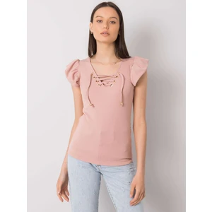 Dusty pink blouse with lacing