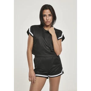 Women's mesh T-shirt with short extended shoulders, black