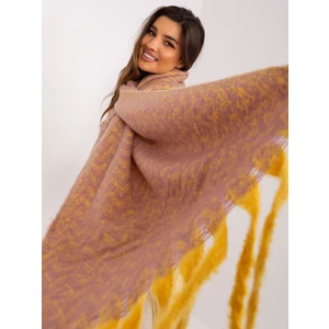 Yellow and pink fringed scarf