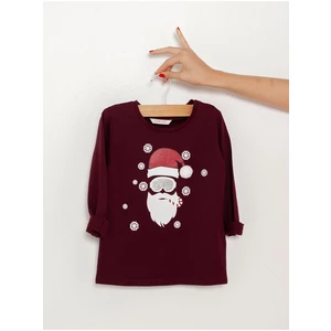 Burgundy Girls' T-Shirt with Christmas Motif CAMAIEU - Girls