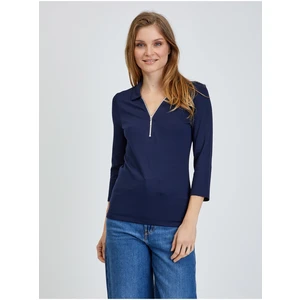 Dark blue T-shirt with three-quarter sleeves ORSAY - Women