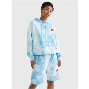 Blue Women's Patterned Oversize Hoodie Tommy Jeans - Women