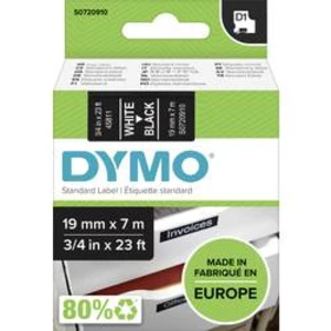 Dymo D1 45811, S0720910, 19mm x 7m, bílý tisk / černý podklad, originální páska