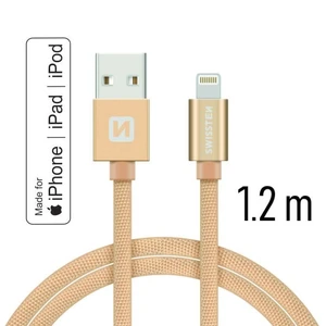 Datový kabel Swissten Textile USB Lightning MFi 1,2 M , gold