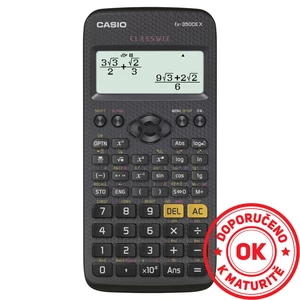 Kalkulačka Casio FX 350 CE X čierna kalkulačka • podpora češtiny • displej s rozlíšením 192×63 px • funkcia QR-Code • rýchlejší procesor • prirodzené