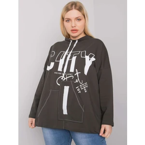 Dark khaki plus size sweatshirt without Hackney hood