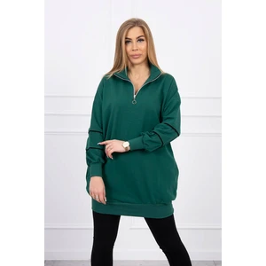 Sweatshirt with zipper and pockets green