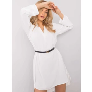 Women's white dress with a belt