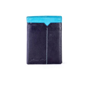 Black leather wallet with a blue insert