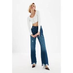 Trendyol Blue Szakadt Részletes High Waist 90's Wide Leg Jeans
