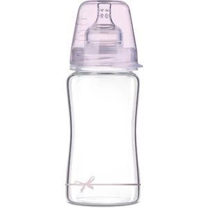 LOVI Skleněná lahvička 250 ml Diamond Glass - mašlička - růžová