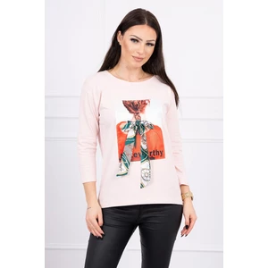 Blouse with graphics 3D Noteworthy powdered pink