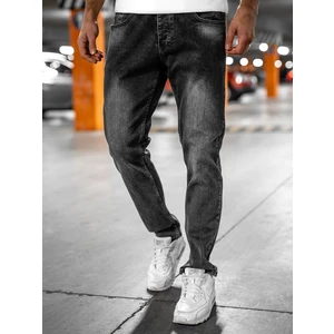 Czarne spodnie jeansowe męskie regular fit Denley R907