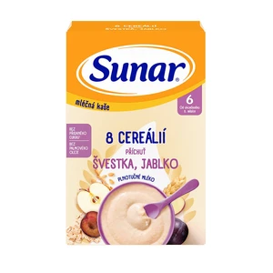 SUNAR mléčná kaše s 8 cereáliemi, švestka, jablko 210 kg