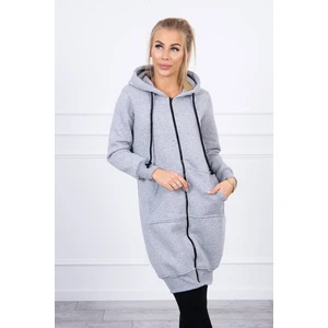 Long insulated sweatshirt with a hood gray