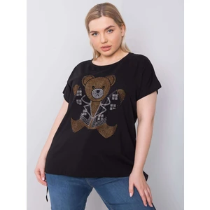 Black plus size blouse with rhinestones