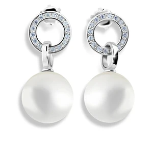 Cutie Jewellery Pôvabné perlové náušnice z bieleho zlata so zirkónmi Z6411-3123-10-X-2