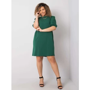 Dark green cotton plus size dress