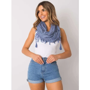 Women's dark blue scarf with fringes