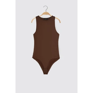 Trendyol Dark Brown Snaps Brown Knitted Body