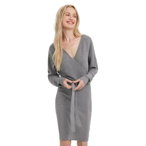 Vero Moda Dámské šaty VMHOLLYREM Regular Fit 10269251 Medium Grey Melange S