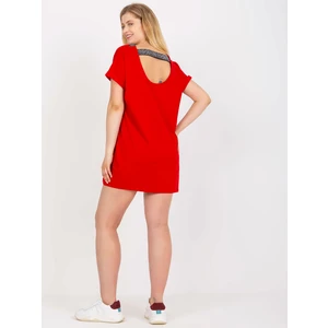 Red blouse of larger size with short sleeves