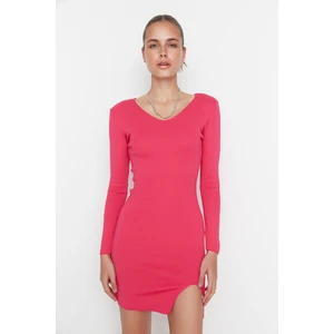 Trendyol Fuchsia Slit Detailed Knitwear Dress