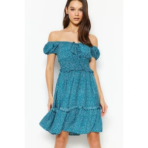 Trendyol Oil Open Waist Mini Woven Floral Print Dress
