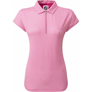 Footjoy Houndstooth Print Cap Sleeve Womens Polo Shirt Hot Pink L