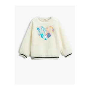 Koton Plush Sweatshirt with Shiny Applique Detailed.