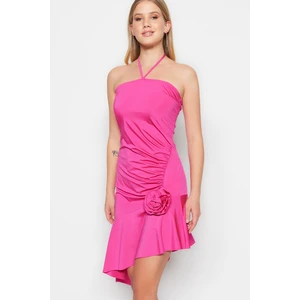 Trendyol Fuchsia Fitted Knitted Evening Dress