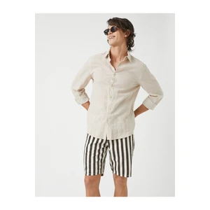 Koton Striped Denim Shorts With Pocket